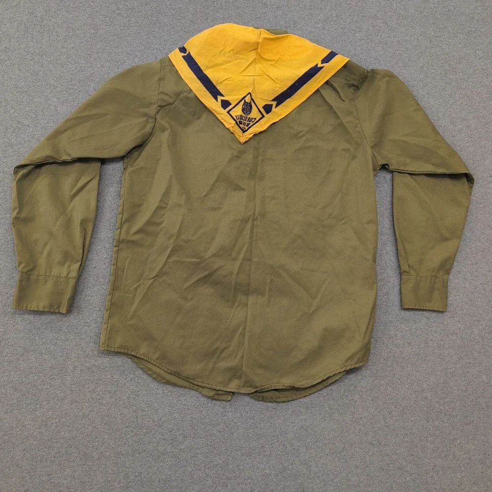 VTG Boy Scouts of America Official Shirt Khaki Long Sleeve w Neckerchief & Slide - Picture 5 of 5